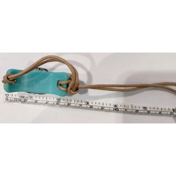 Turquoise Great Dane Bracelet Adjustable Cord Resin Art Signed - Picture 4 of 5